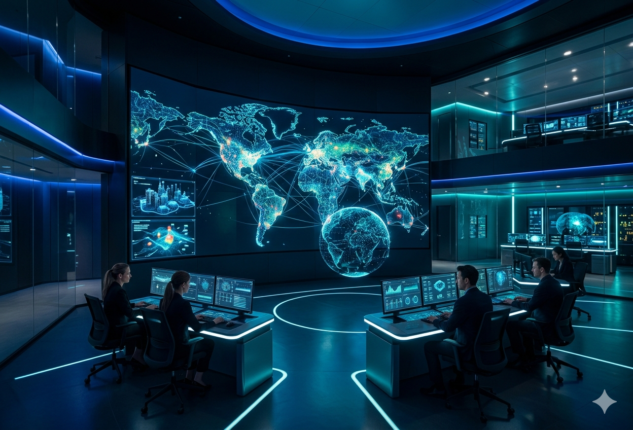 Visualización del diagnóstico de IA, estilo centro de comando